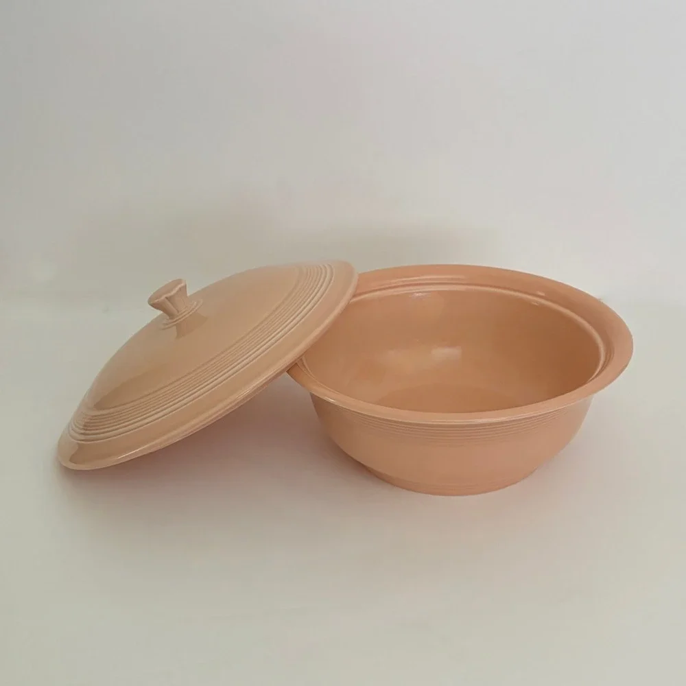 Vintage‎ FIESTA Apricot Covered Lidded Casserole Homer Laughlin Ceramic Made USA